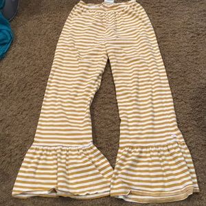 Super cute yellow and white stripe wide leg pants